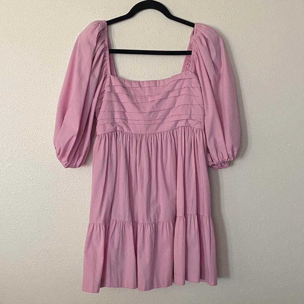 Abercrombie & Fitch Emerson Mini Dress in Pink Cotton Poplin